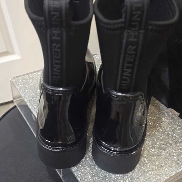 Hunter Ella Chelsea Waterproof Boots- Black/Black Shiny PVC - Picture 8 of 8